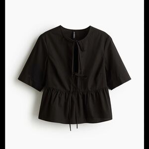 H&M Black Peplum Tie-Front Top
